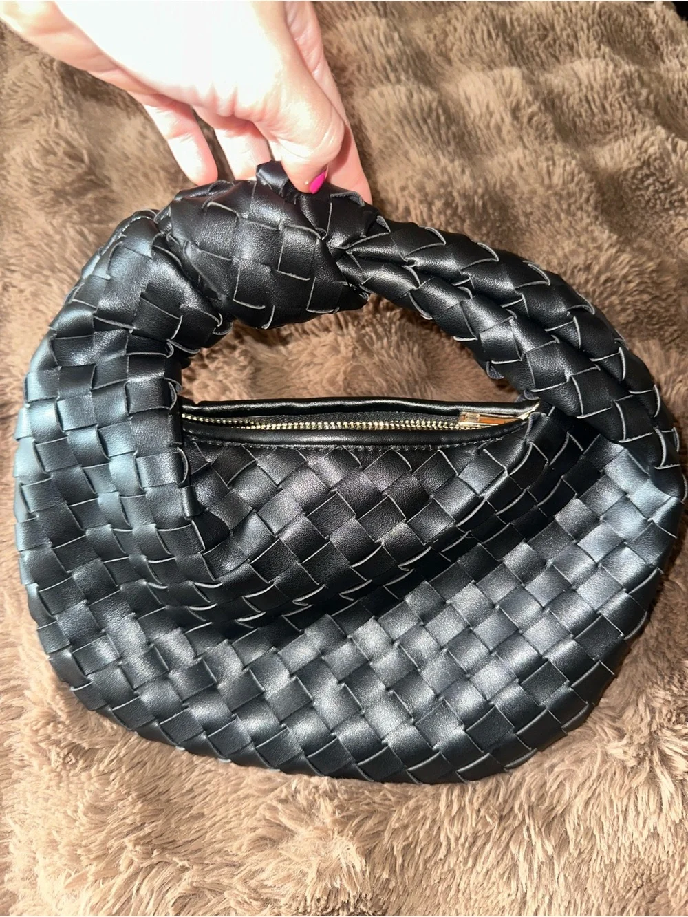 Urban Expressions Black Woven Knotted Handle Hobo